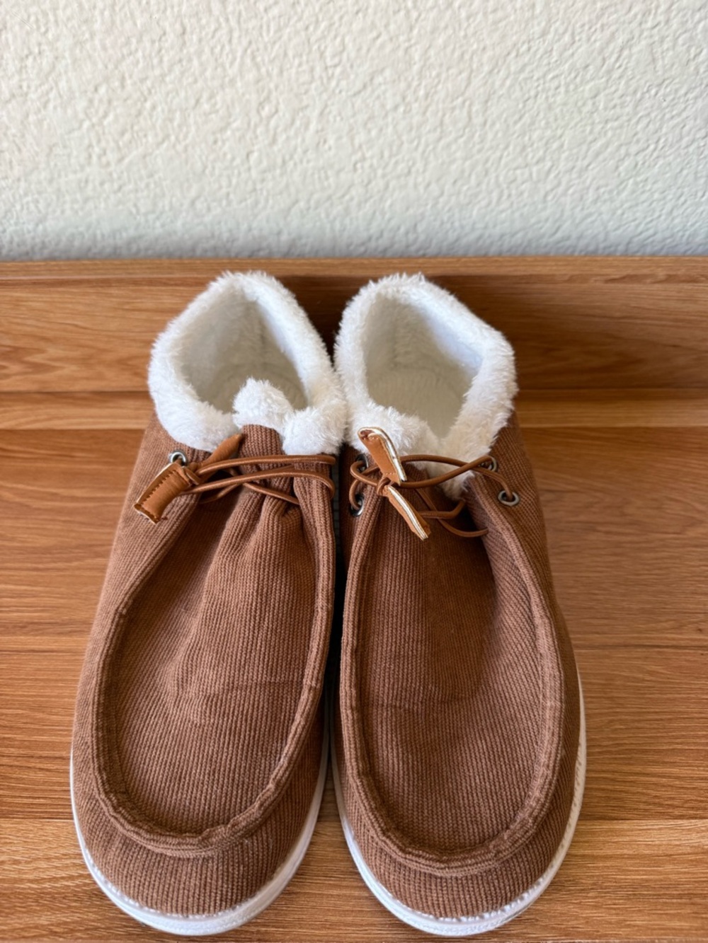 Women’s Brown Corduroy Lined Slip-On Loafers